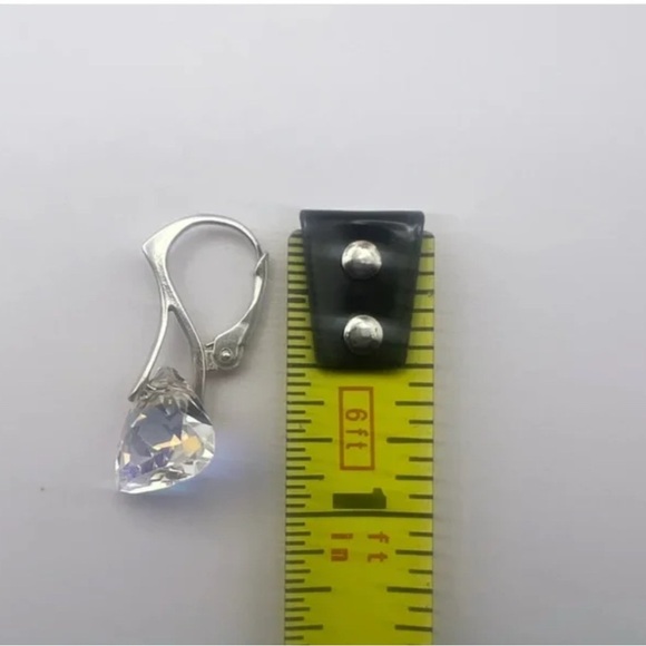 Sterling Silver Triangle Drop Earrings – Swarovski Elements, AB Finish - Picture 10 of 10